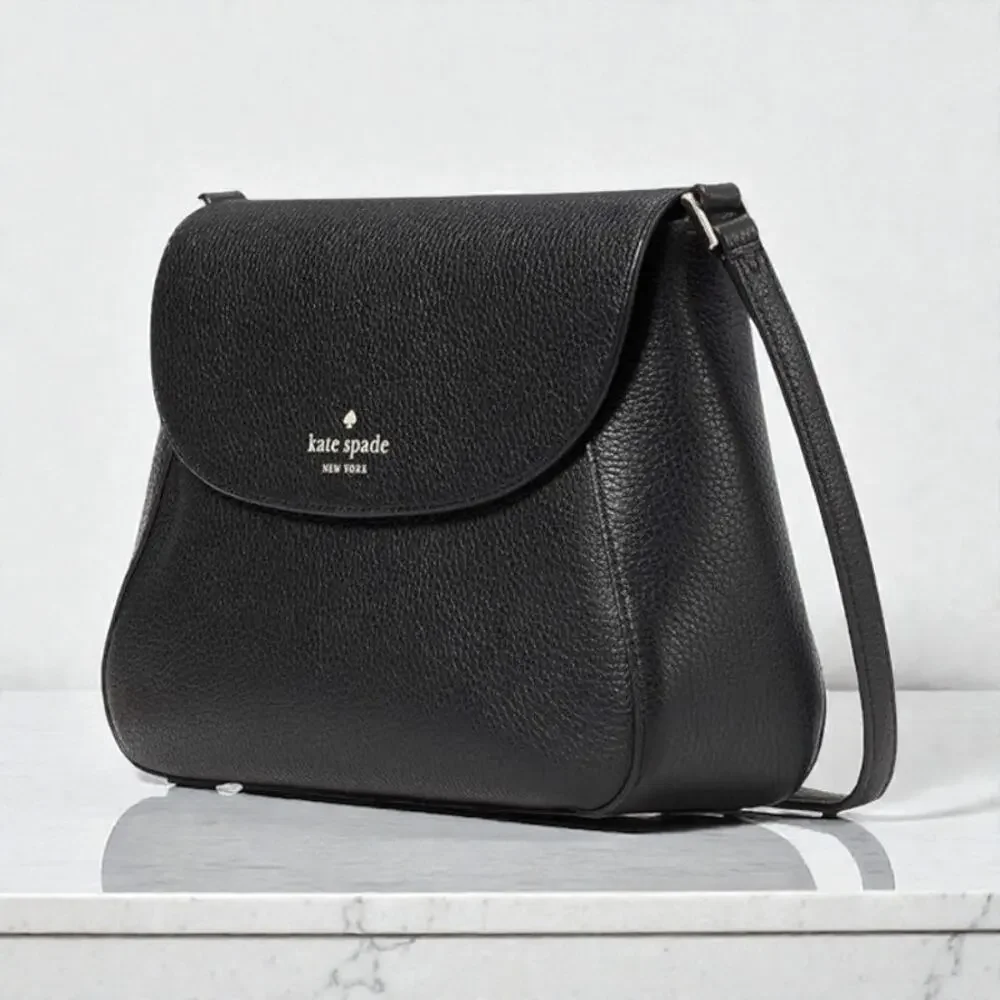 Kate Spade Monica Flap Leather Crossbody Purse in Black KC465